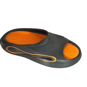 Unisex Black & Orange Open-Toe Rubber Slip-On Sandals With Contoured Footbed